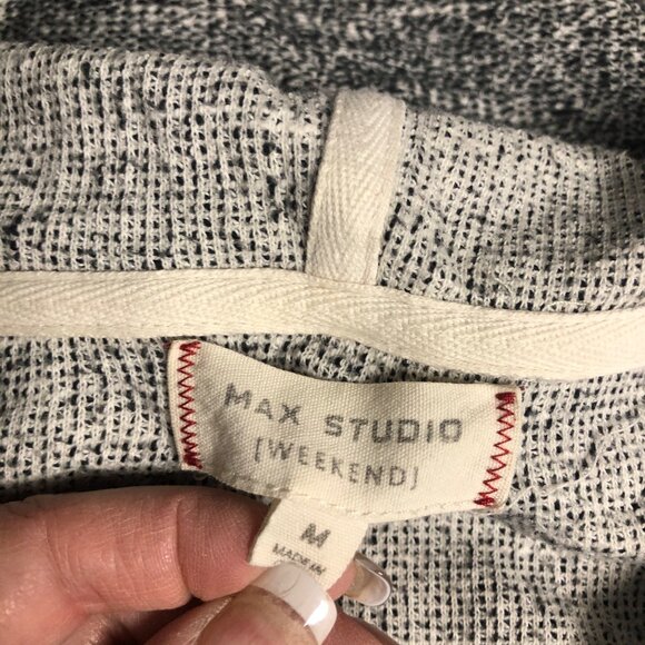 Max Studio Weekend Sweatshirt Womens Size Medium Black White Cotton Hoodie Comfy - Picture 5 of 6